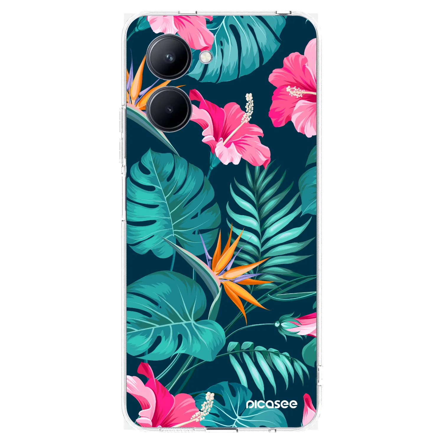 Picasee silikónový prehľadný obal pre Realme C33 (2023) - Pink Monstera