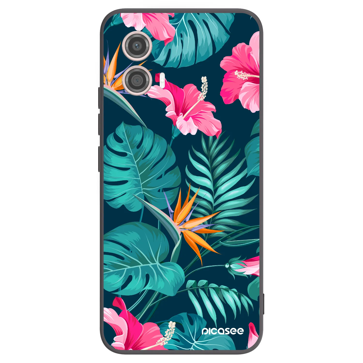 Picasee silikónový čierny obal pre Motorola Moto G53 5G - Pink Monstera