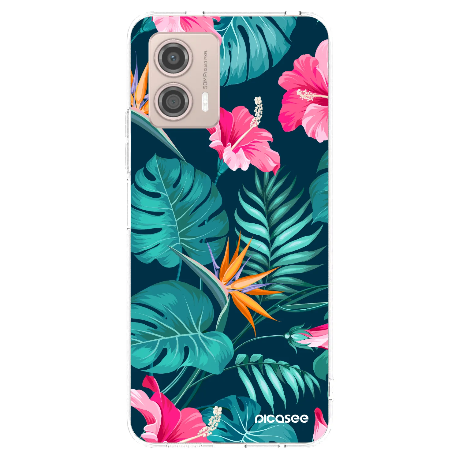 Picasee silikónový prehľadný obal pre Motorola Moto G53 5G - Pink Monstera