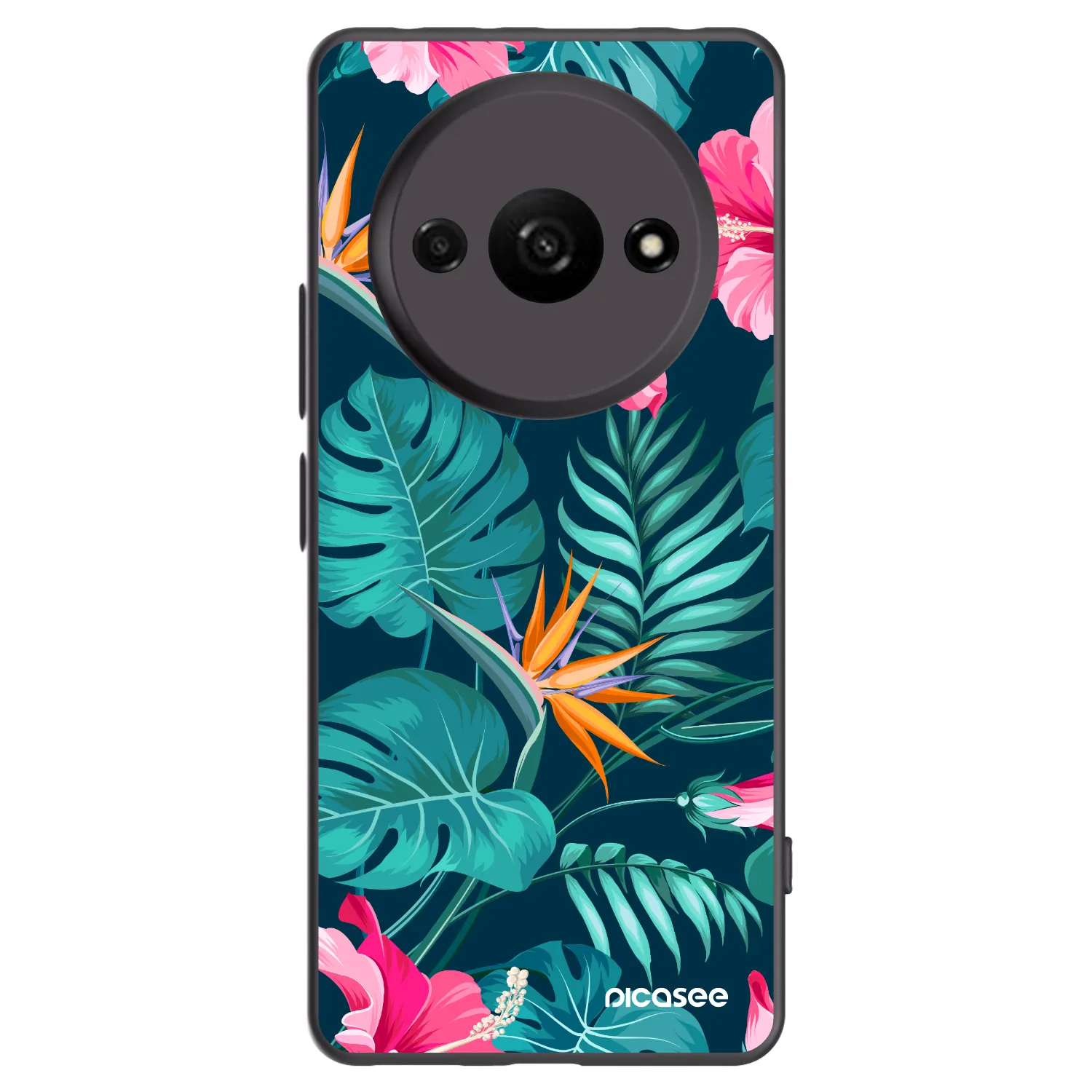 Picasee silikónový čierny obal pre Xiaomi Redmi A3 - Pink Monstera