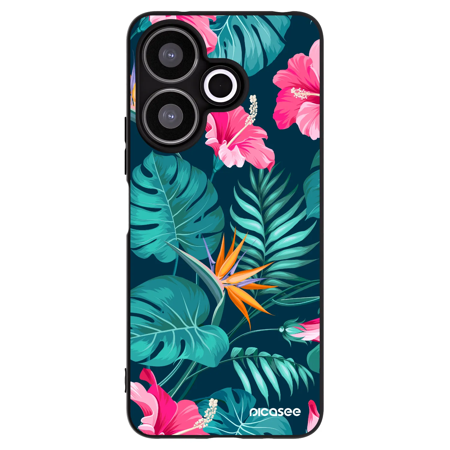 Picasee silikónový čierny obal pre Xiaomi Redmi 13 4G - Pink Monstera