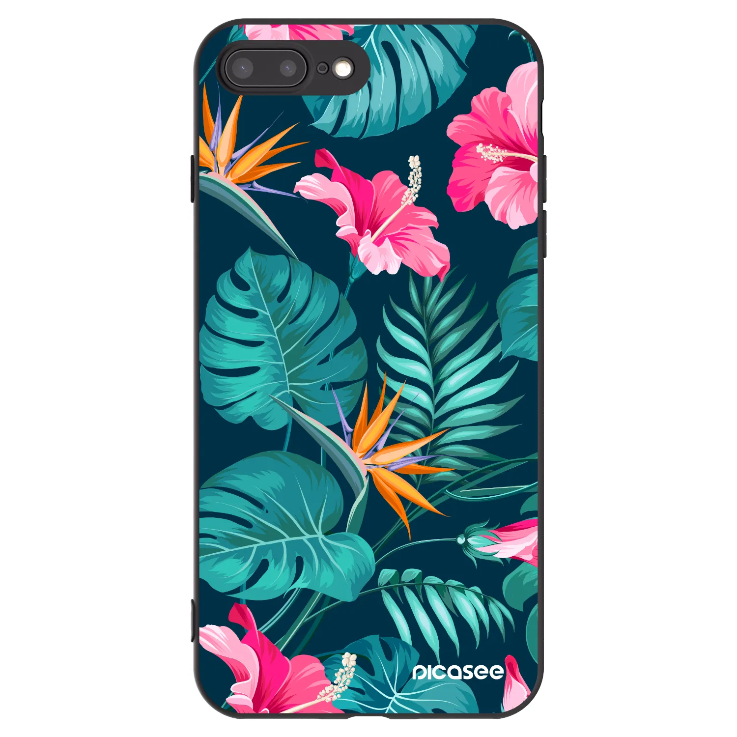 Picasee silikónový čierny obal pre Apple iPhone 7 Plus - Pink Monstera