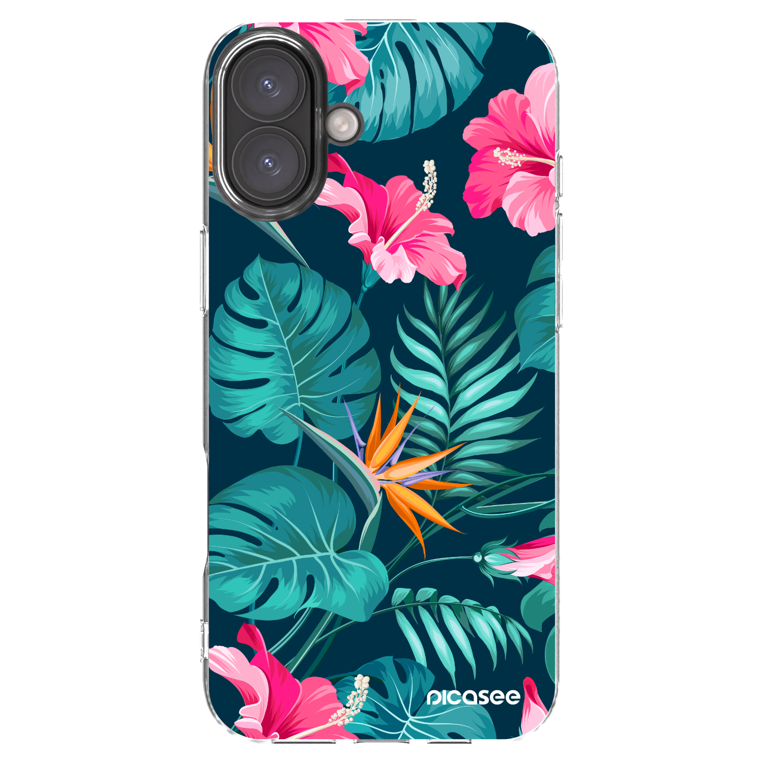 Picasee silikónový prehľadný obal pre Apple iPhone 16 Plus - Pink Monstera