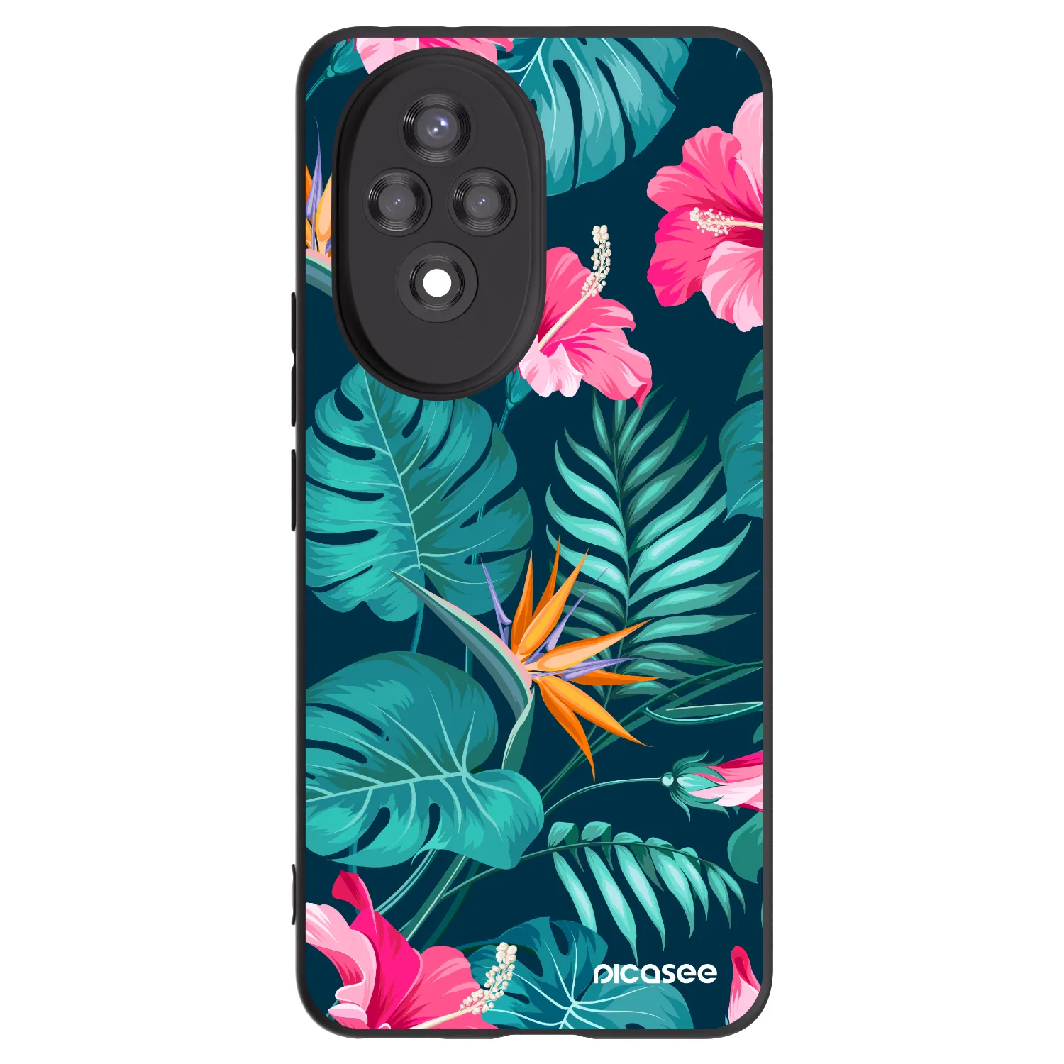 Picasee silikónový čierny obal pre Honor 200 5G - Pink Monstera