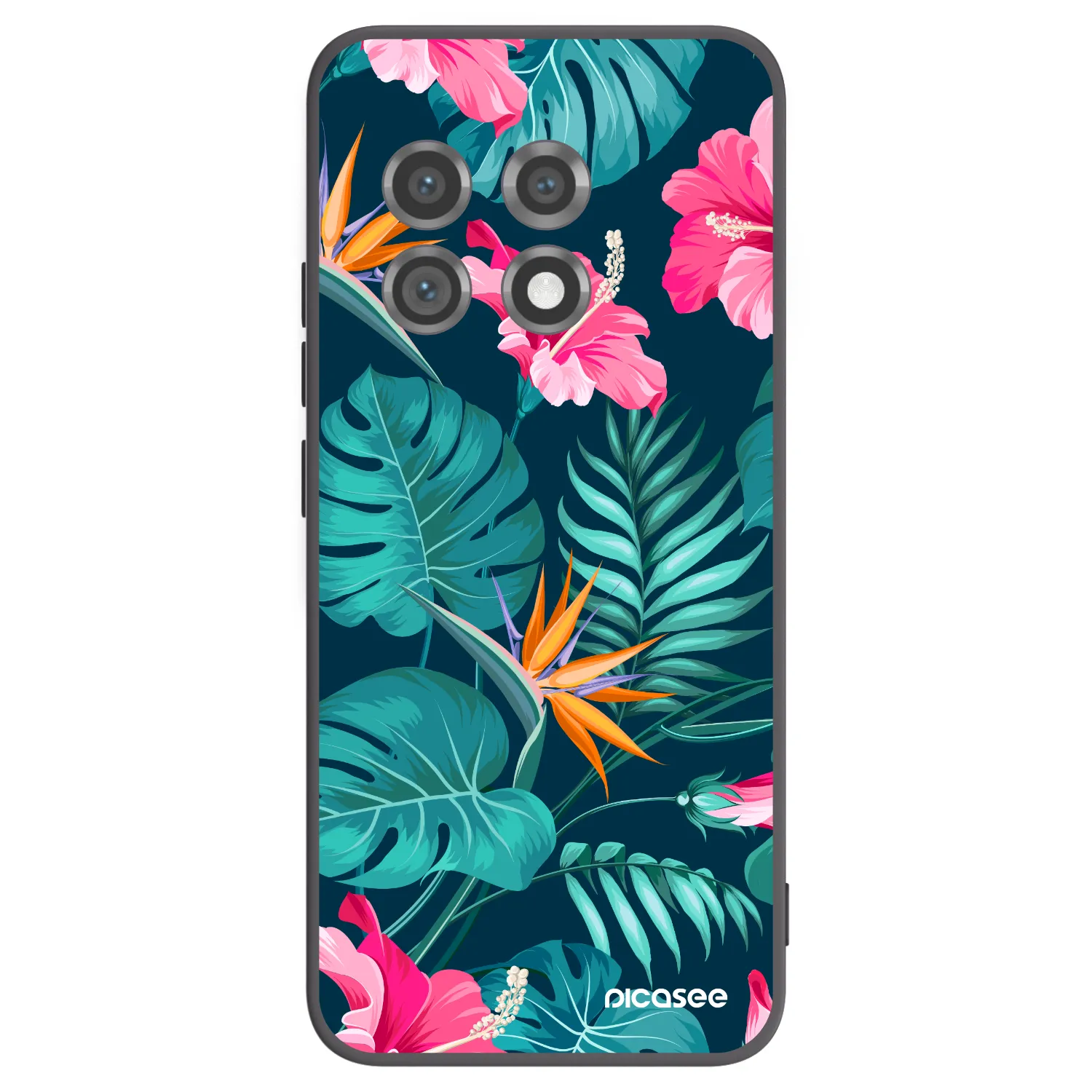 Picasee silikónový čierny obal pre OnePlus 11 5G - Pink Monstera