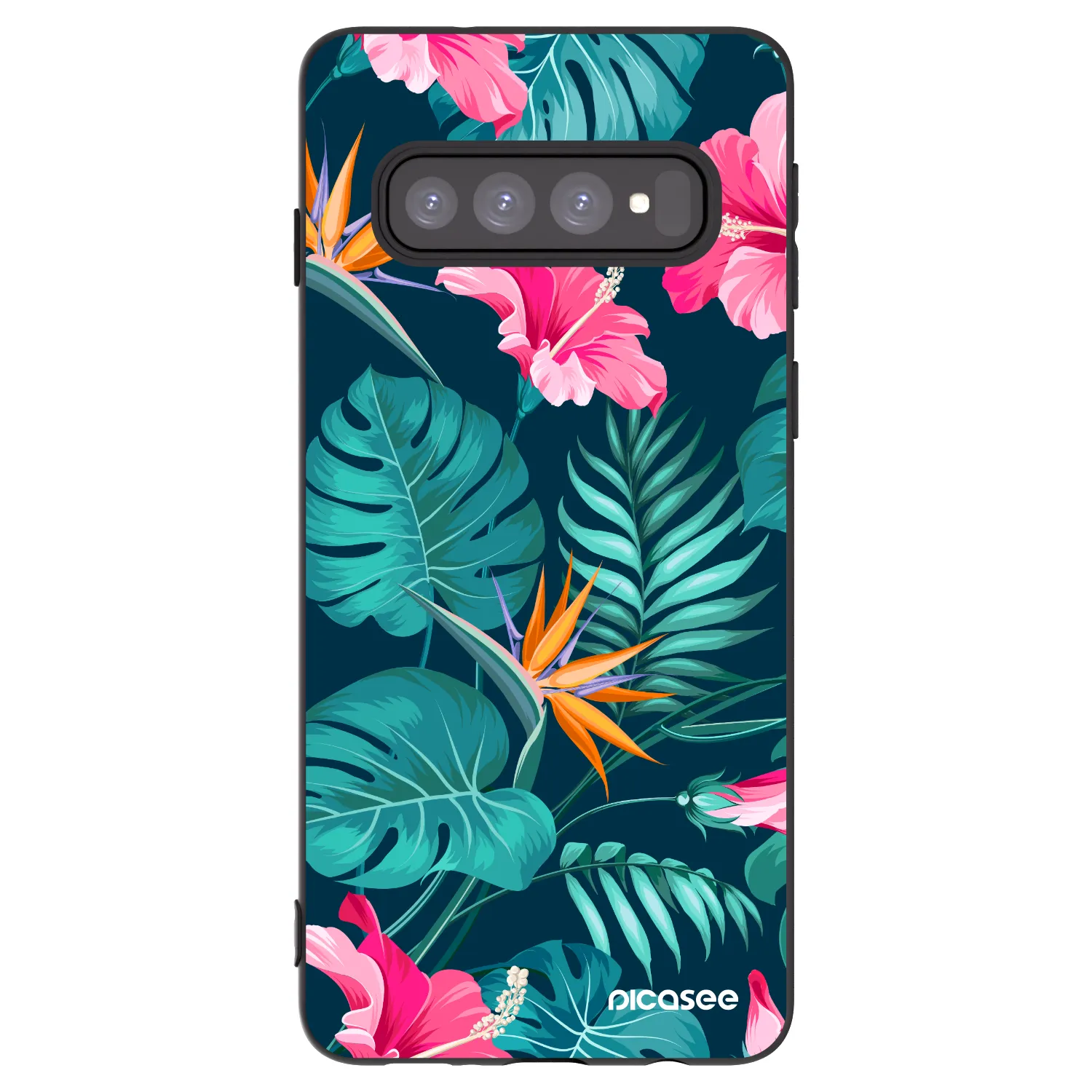 Picasee silikónový čierny obal pre Samsung Galaxy S10 G973 - Pink Monstera