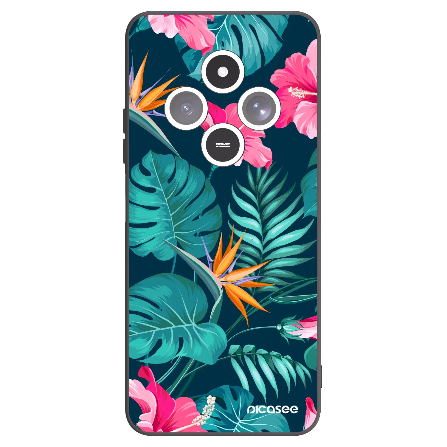 Picasee silikónový čierny obal pre Xiaomi Redmi 14C - Pink Monstera