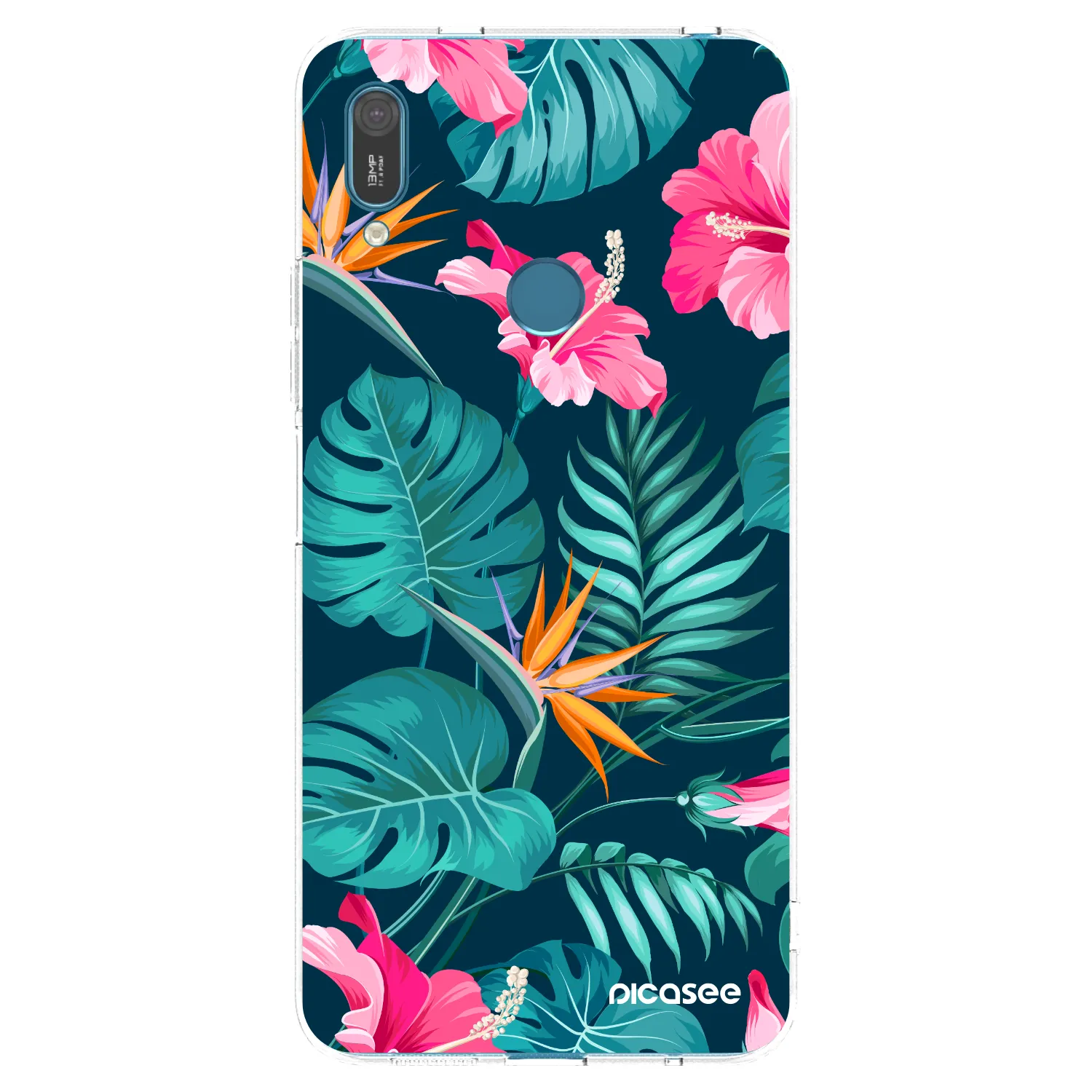 Picasee silikónový prehľadný obal pre Huawei Y7 2019 - Pink Monstera