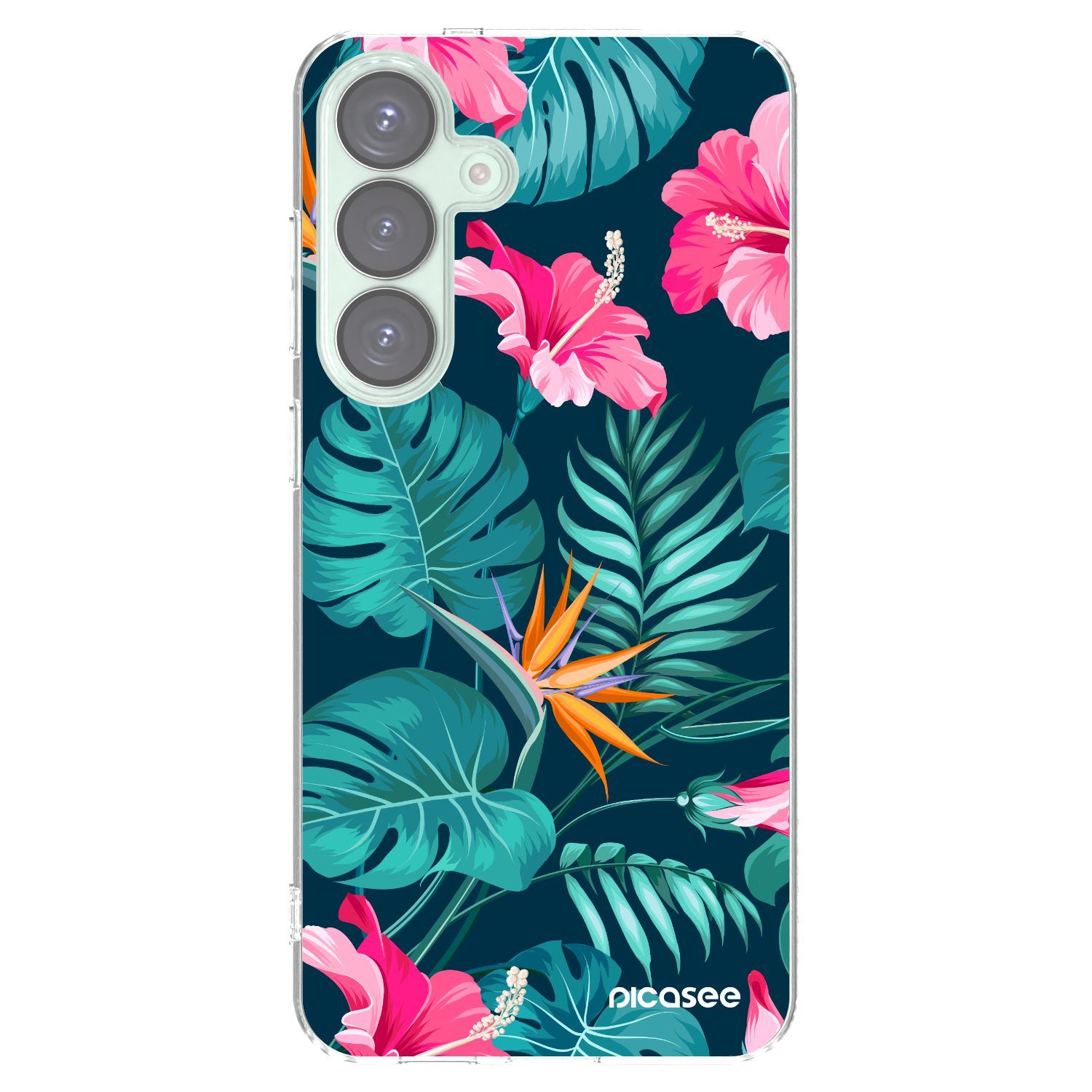 Picasee silikónový prehľadný obal pre Samsung Galaxy S25+ 5G - Pink Monstera