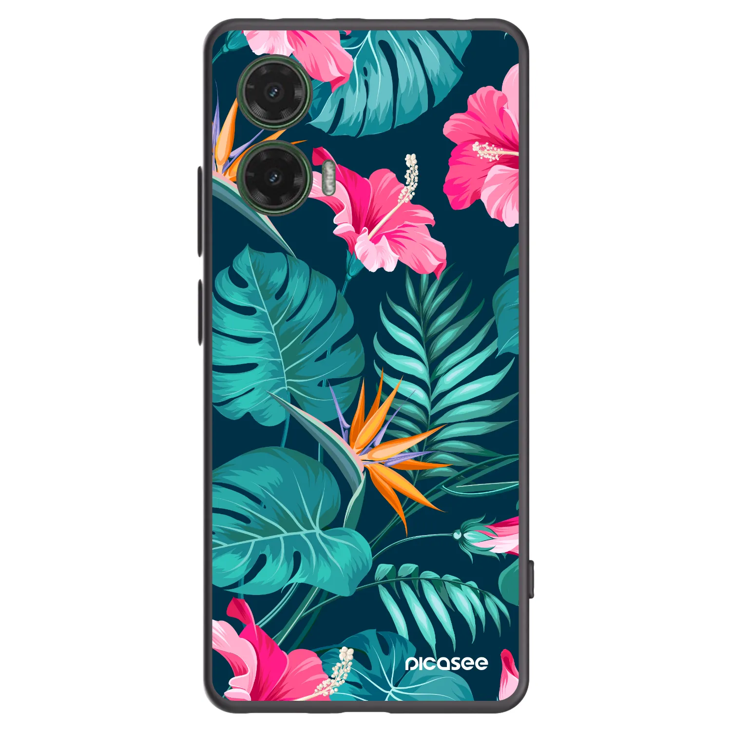 Picasee silikónový čierny obal pre Motorola Moto G35 5G - Pink Monstera