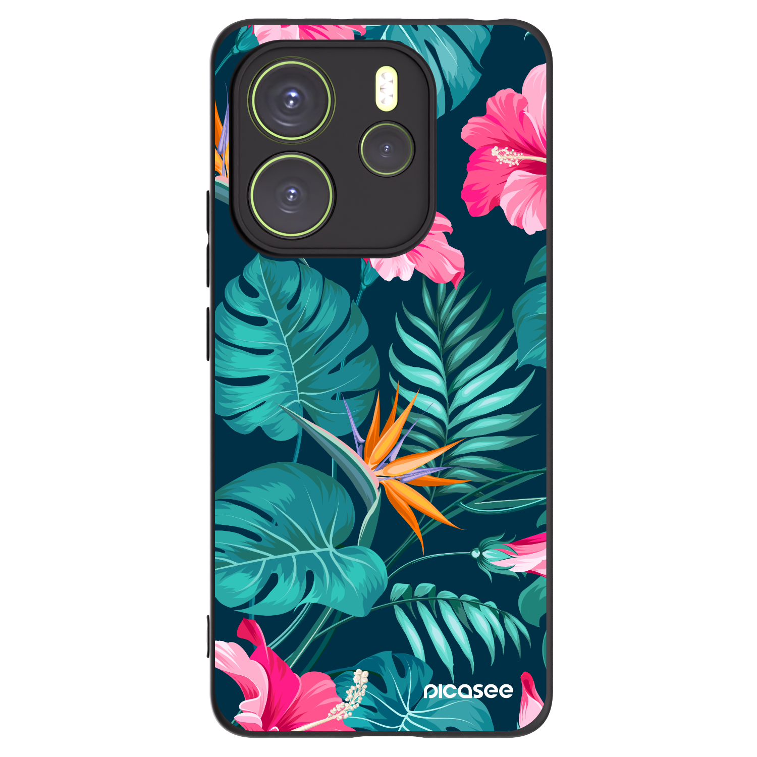 Picasee silikónový čierny obal pre Xiaomi Redmi Note 14 4G - Pink Monstera