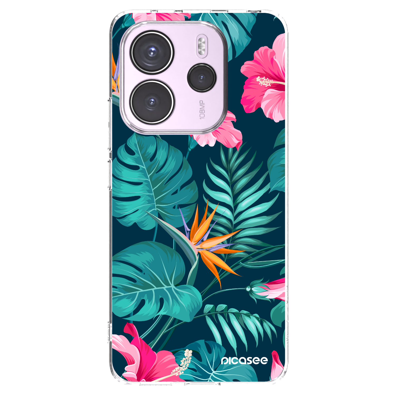 Picasee silikónový prehľadný obal pre Xiaomi Redmi Note 14 4G - Pink Monstera