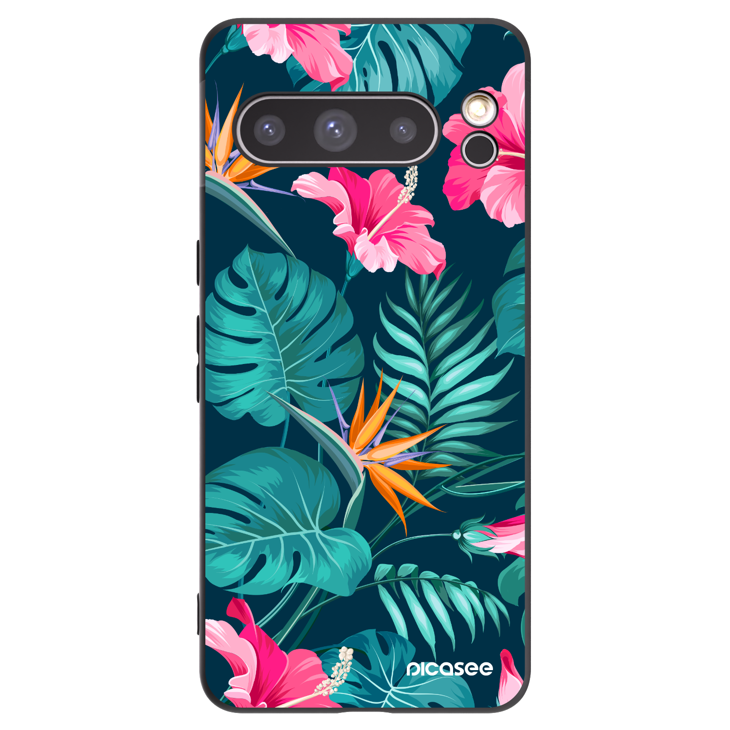 Picasee silikónový čierny obal pre Google Pixel 8 Pro - Pink Monstera