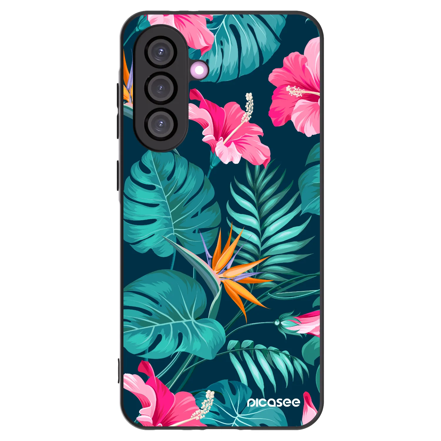 Picasee silikónový čierny obal pre Samsung Galaxy A56 5G A566B - Pink Monstera