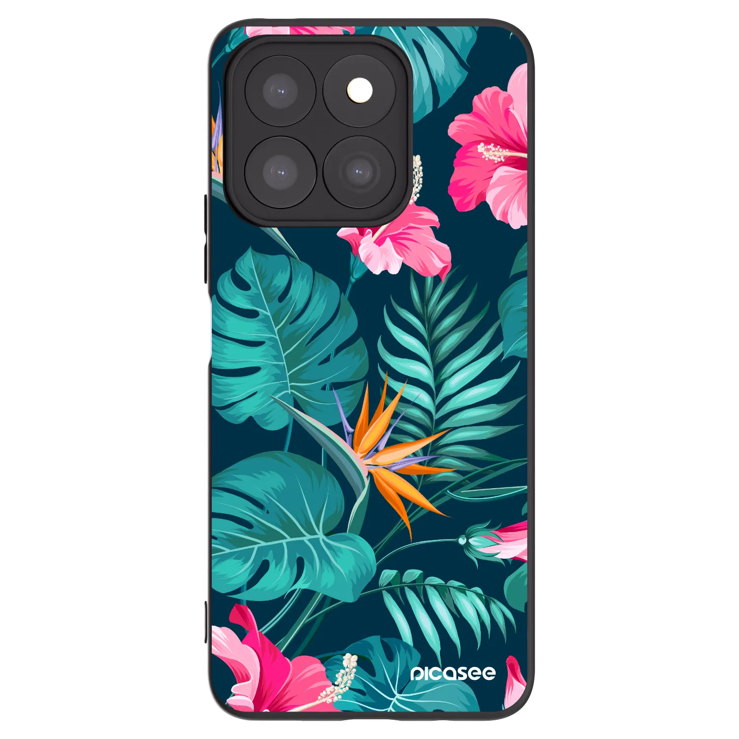 Picasee silikónový čierny obal pre Honor X8c - Pink Monstera
