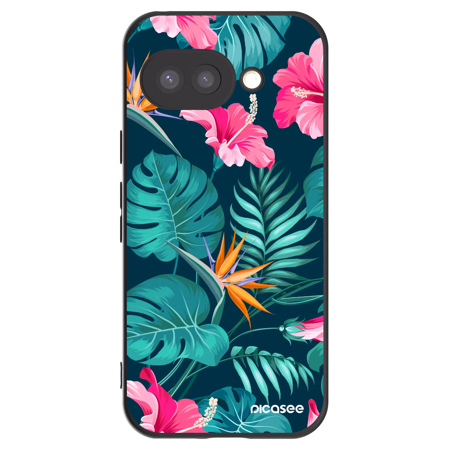 Picasee silikónový čierny obal pre Google Pixel 9a - Pink Monstera