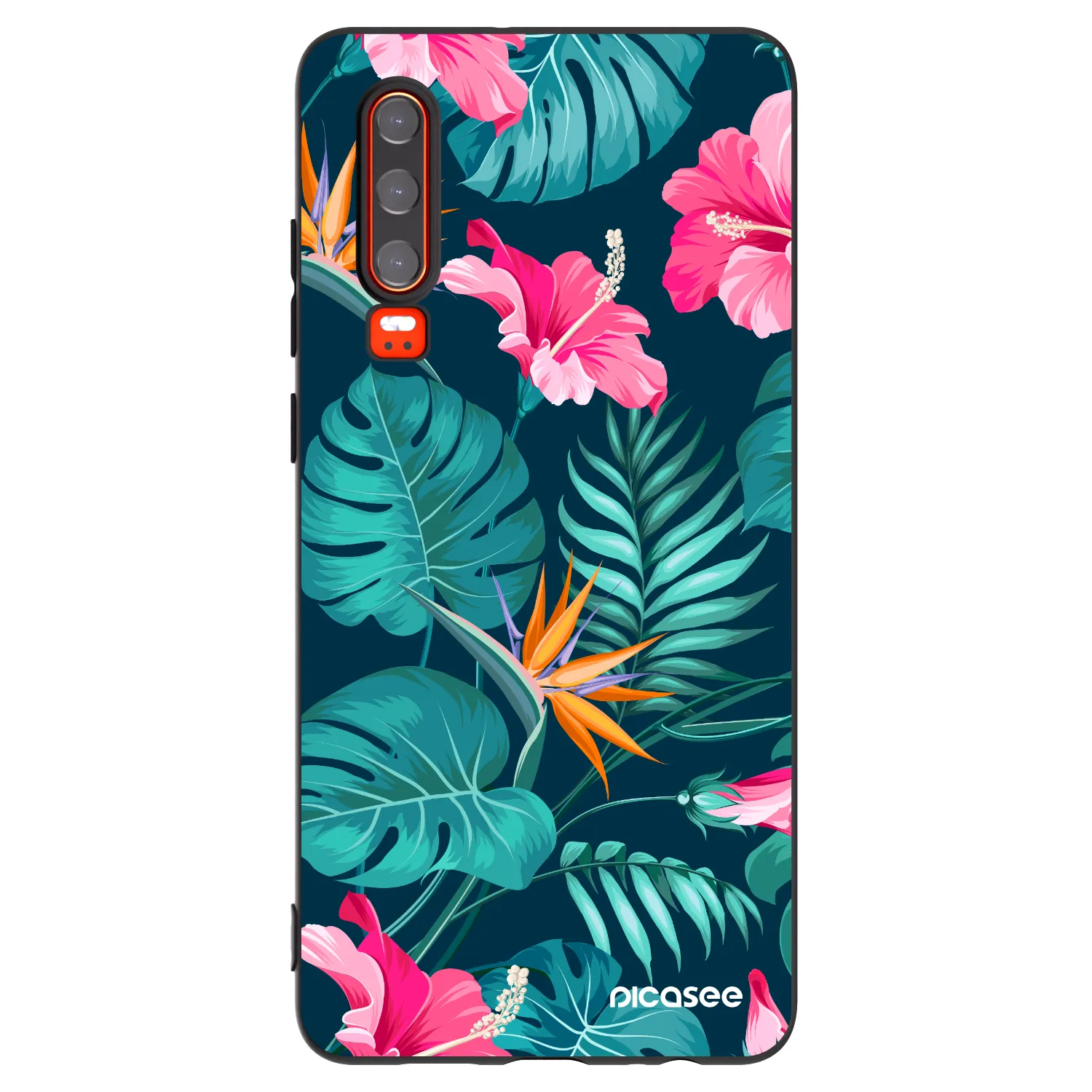 Picasee silikónový čierny obal pre Huawei P30 - Pink Monstera