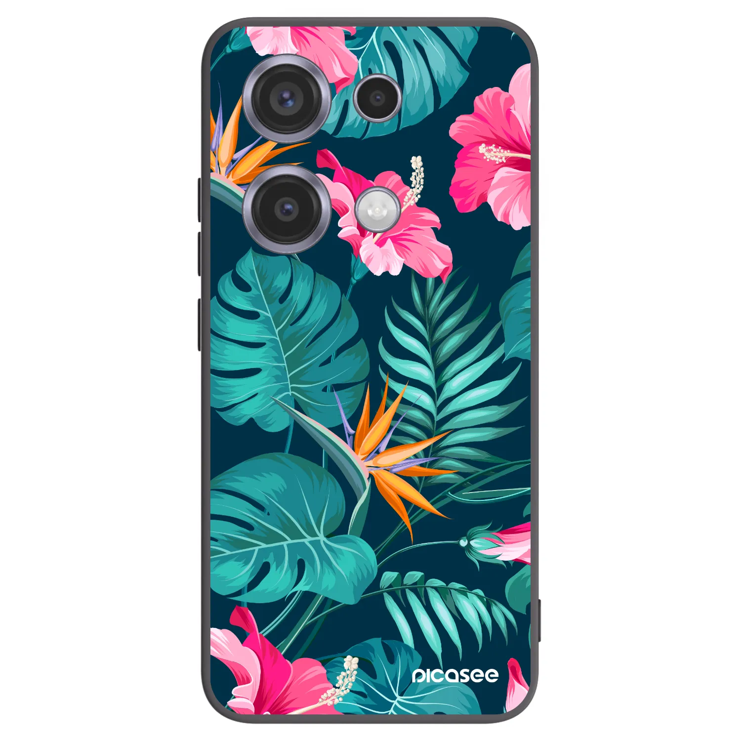 Picasee silikónový čierny obal pre Xiaomi Redmi Note 14S - Pink Monstera