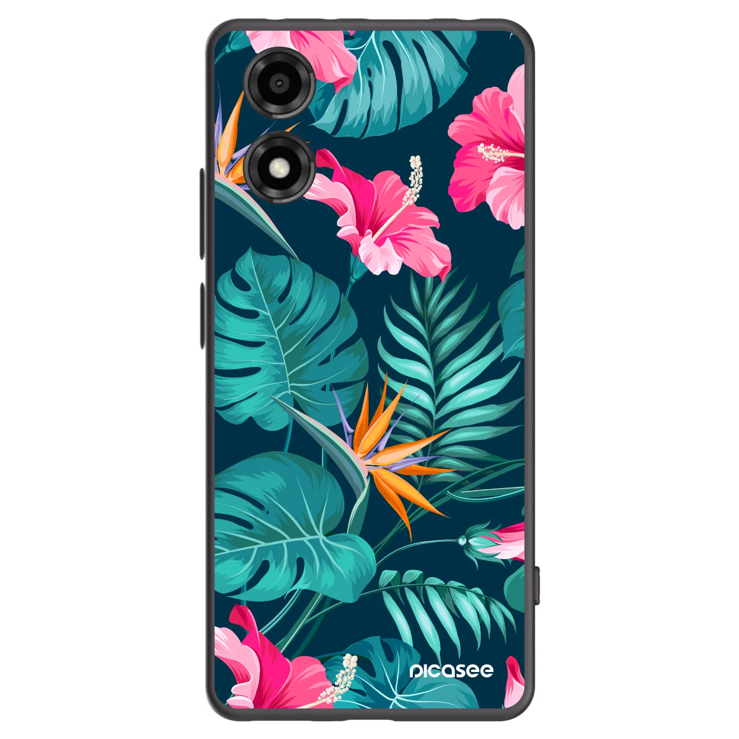 Picasee silikónový čierny obal pre Motorola Moto E14 - Pink Monstera