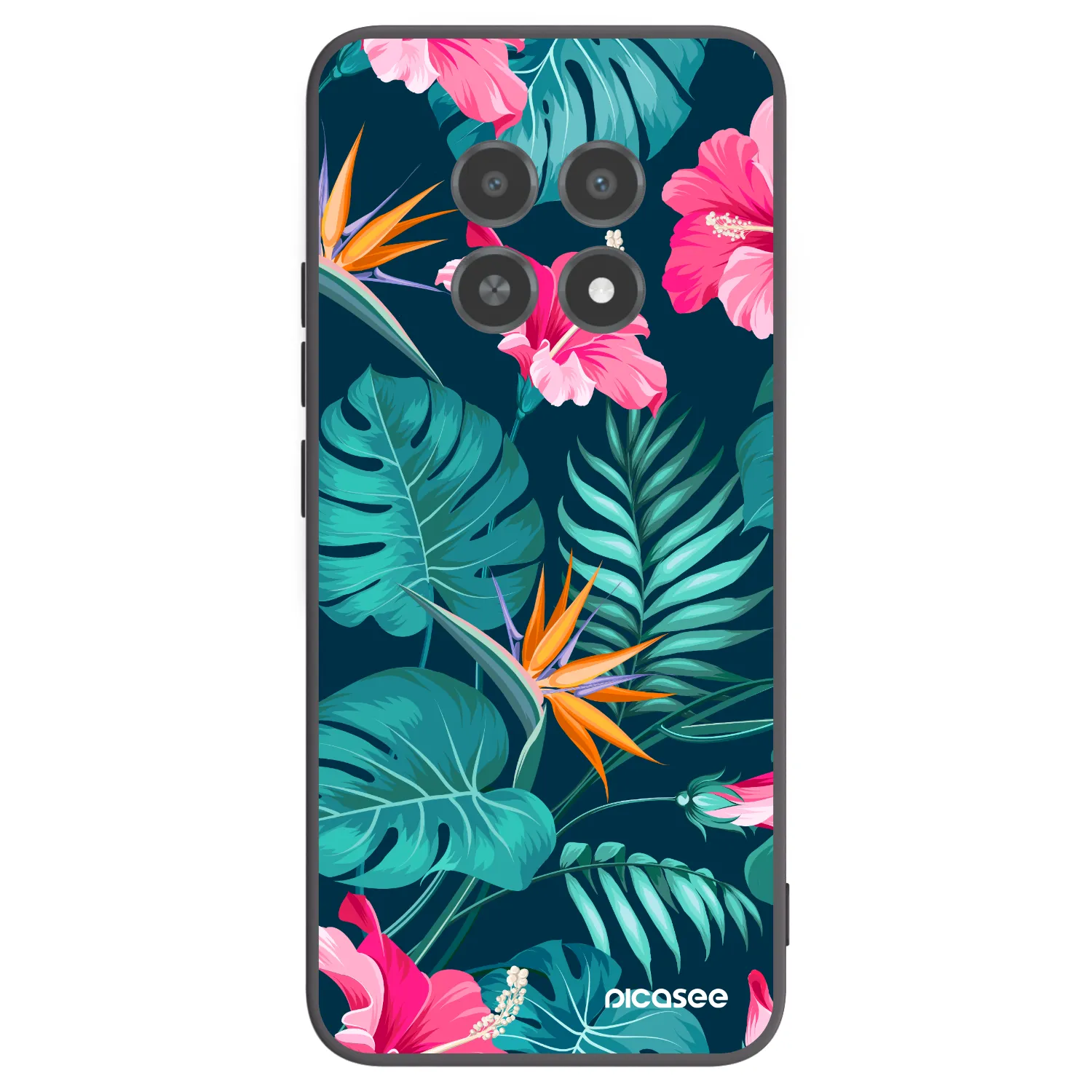 Picasee silikónový čierny obal pre Realme 12X - Pink Monstera