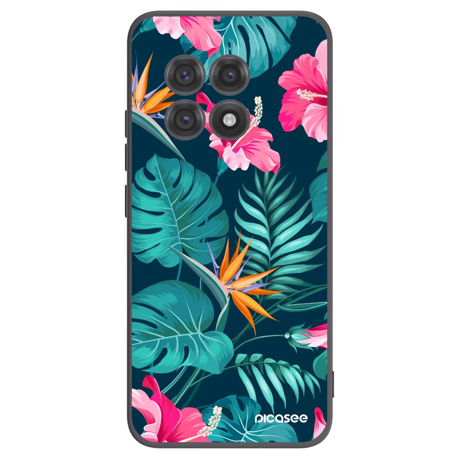 Picasee silikónový čierny obal pre OnePlus 13R 5G - Pink Monstera