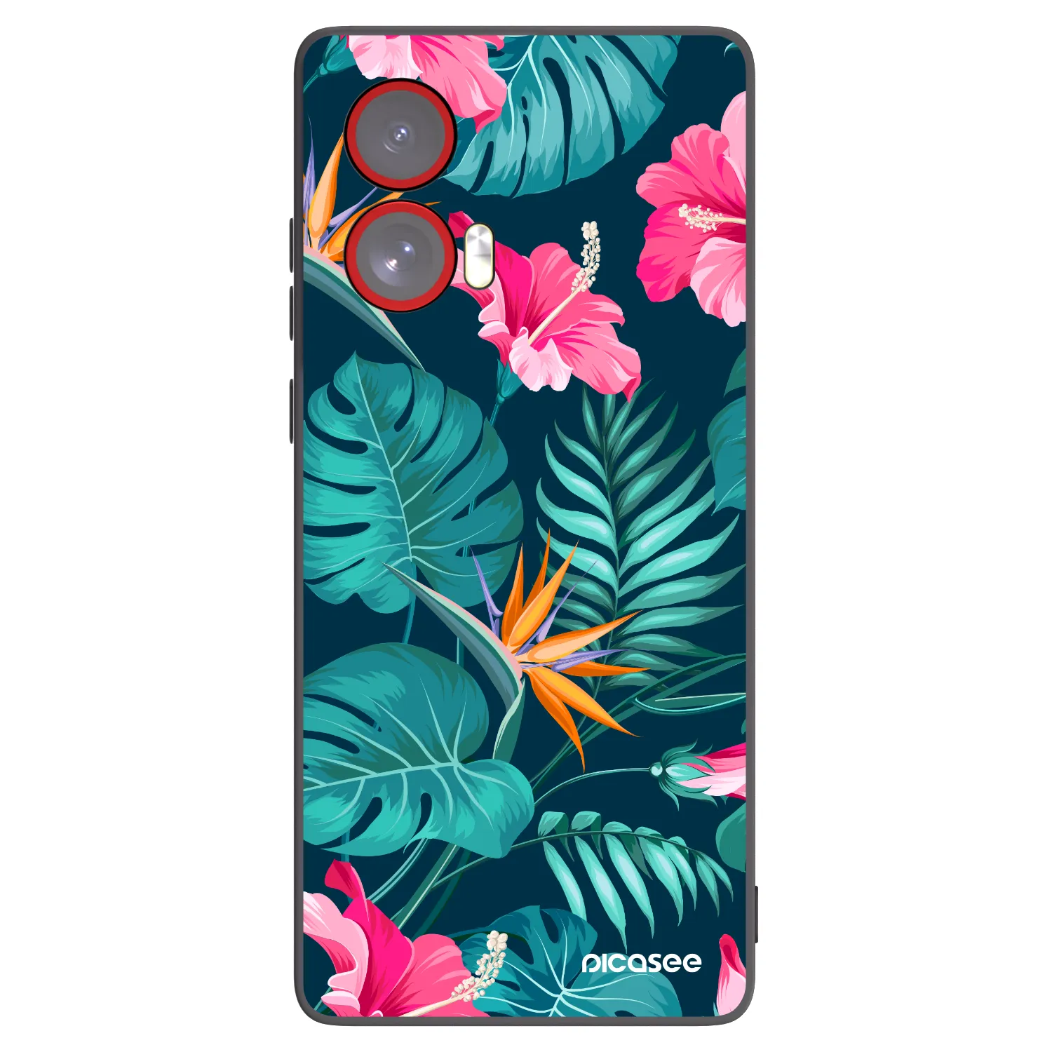 Picasee silikónový čierny obal pre Motorola Edge 50 Fusion - Pink Monstera