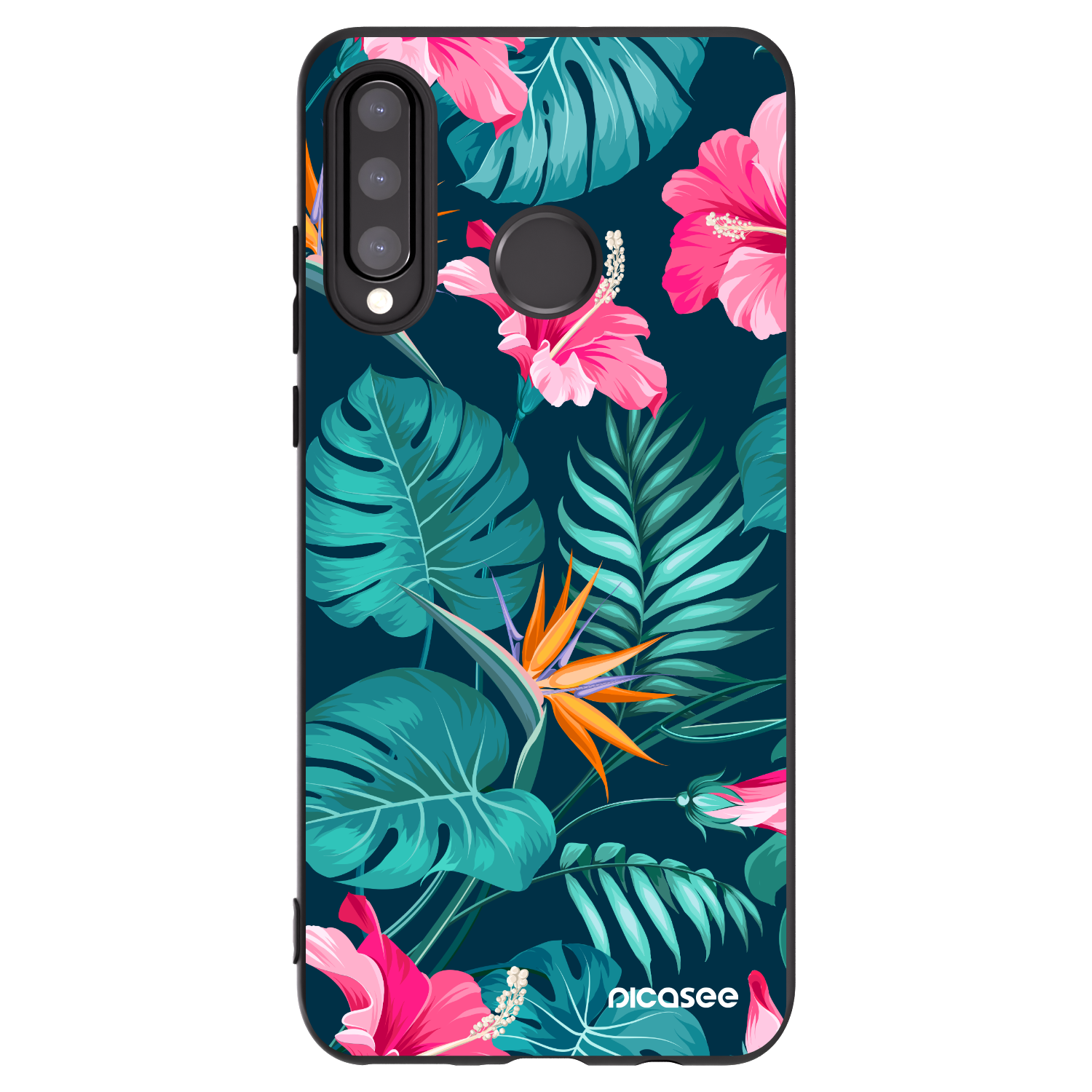 Picasee silikónový čierny obal pre Huawei P30 Lite - Pink Monstera