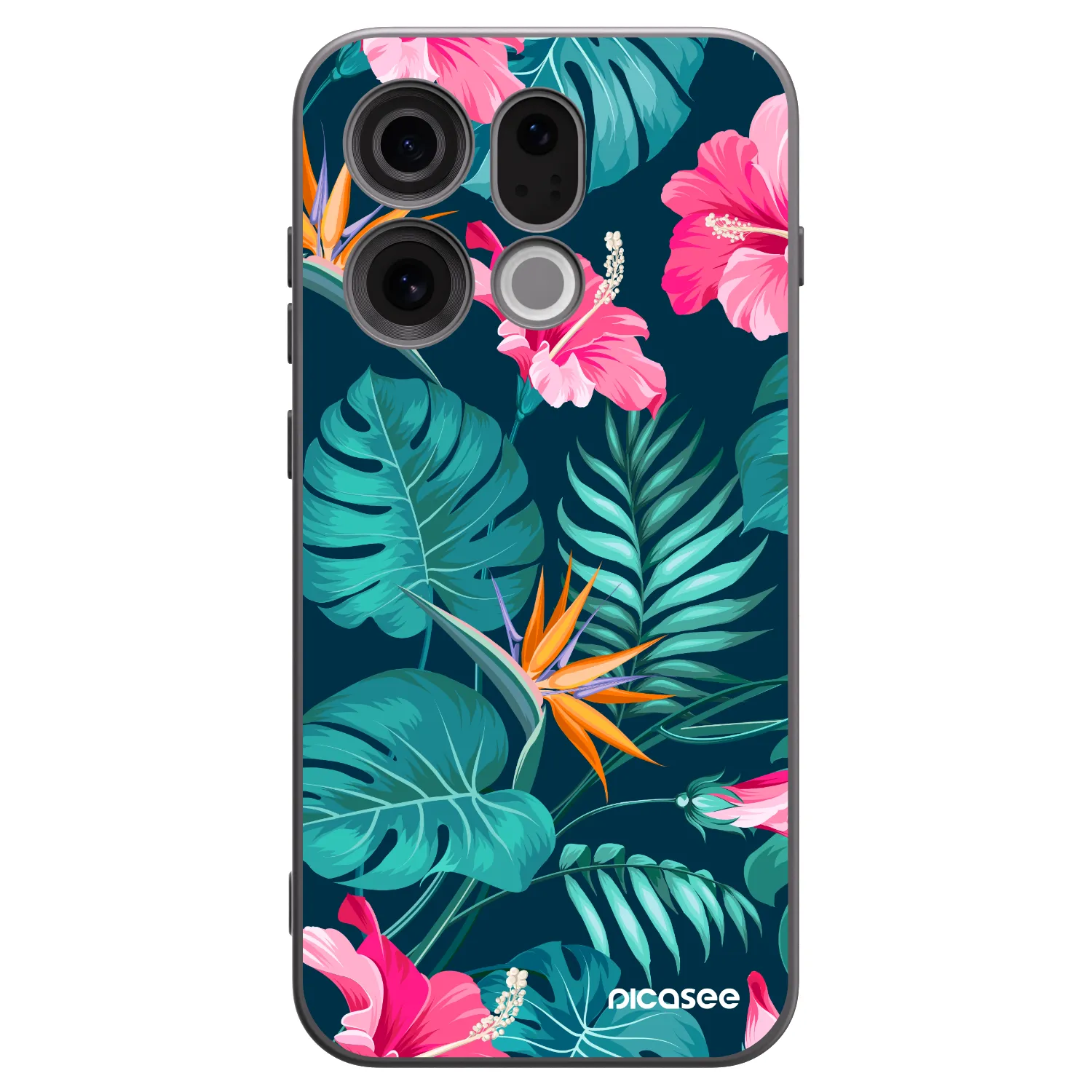 Picasee silikónový čierny obal pre OPPO Find X9 - Pink Monstera