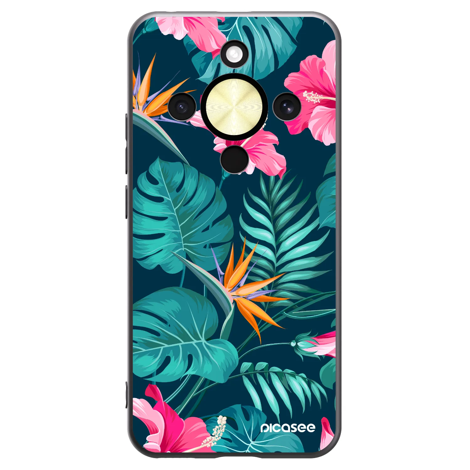 Picasee silikónový čierny obal pre Honor Magic8 Lite 5G - Pink Monstera
