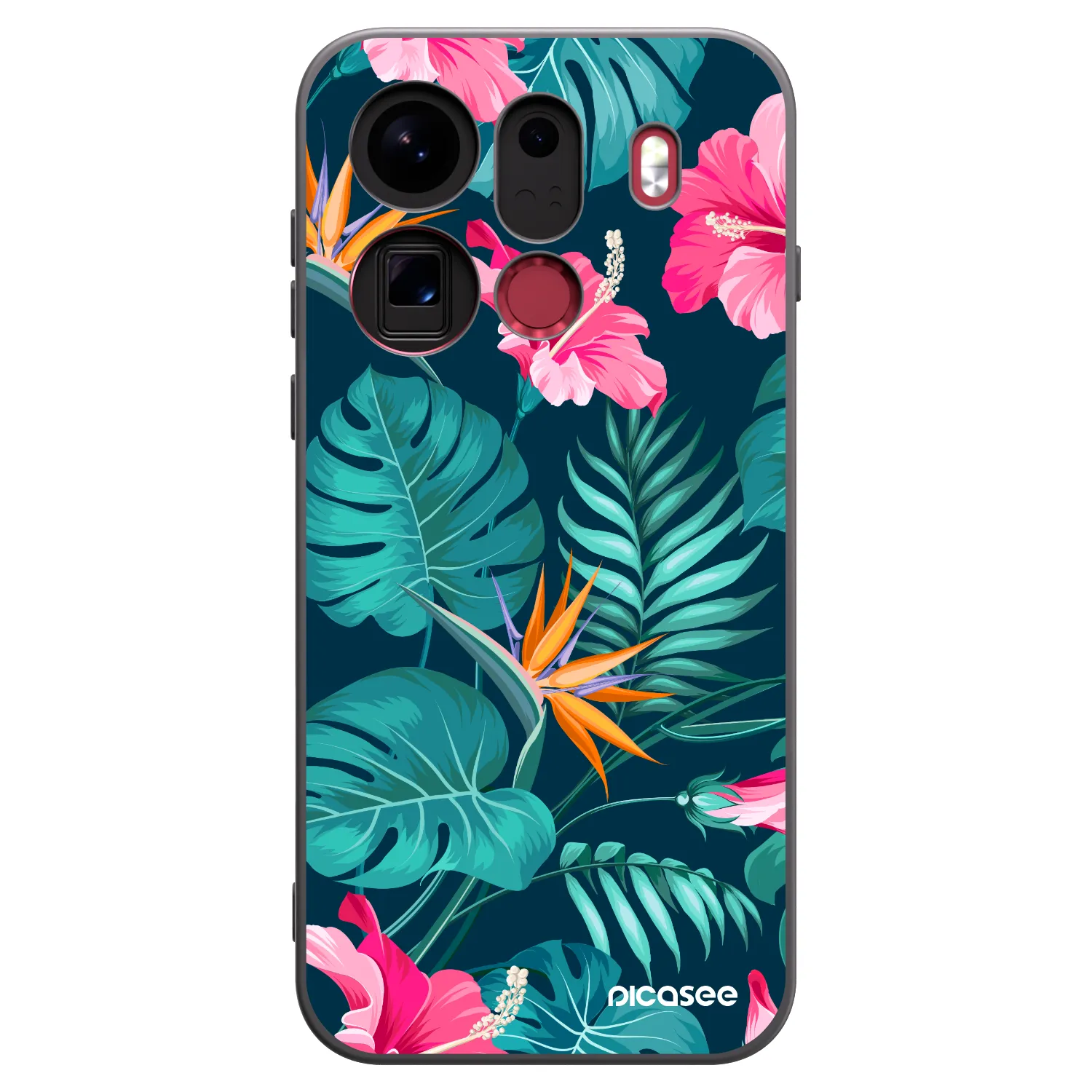 Picasee silikónový čierny obal pre OPPO Find X9 Pro - Pink Monstera