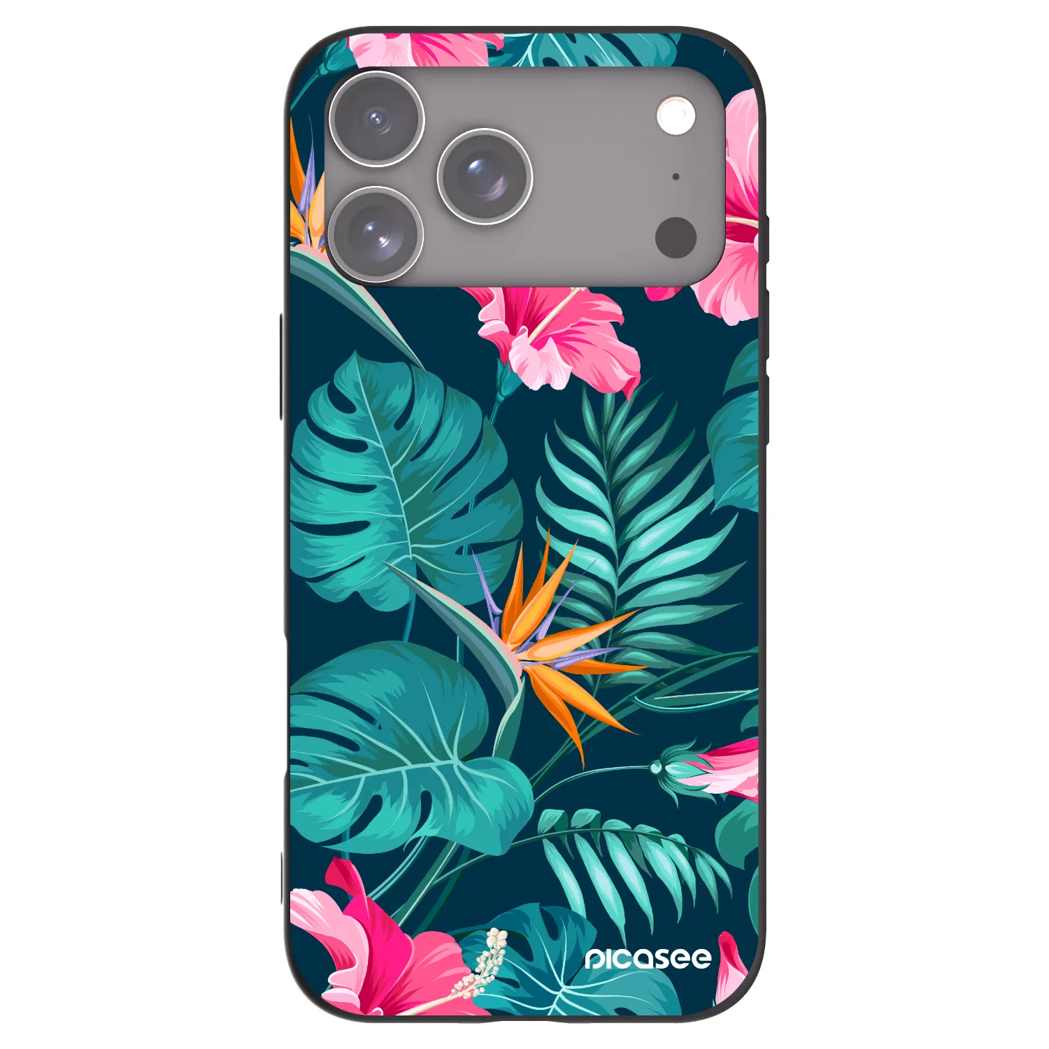 Picasee silikónový čierny obal pre Apple iPhone 18 Pro Max - Pink Monstera