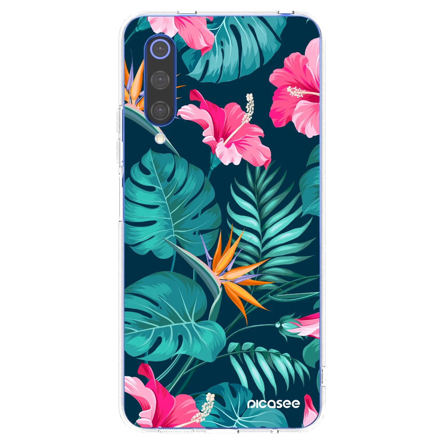 Picasee silikónový prehľadný obal pre Xiaomi Mi 9 SE - Pink Monstera