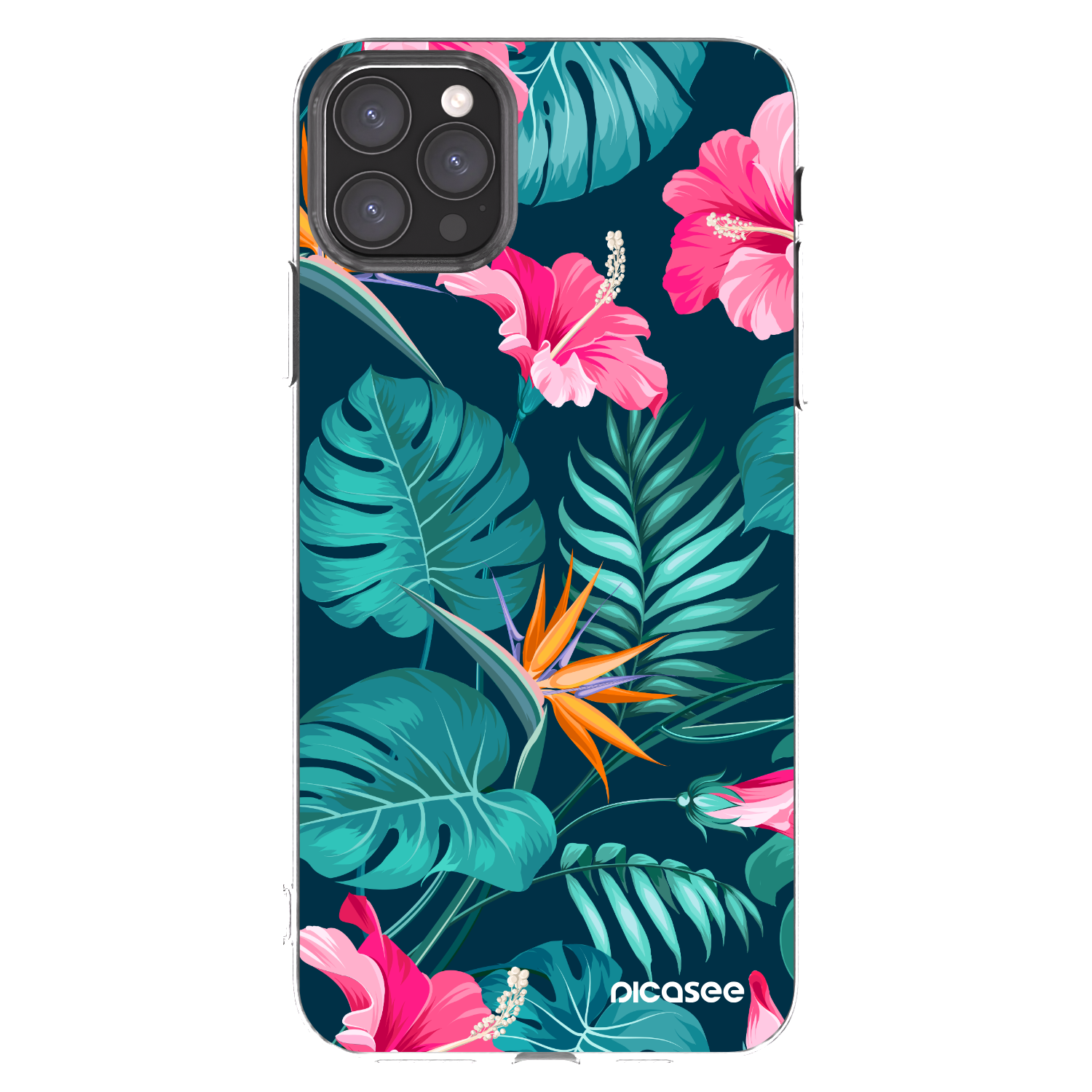 Picasee silikónový prehľadný obal pre Apple iPhone 11 Pro Max - Pink Monstera
