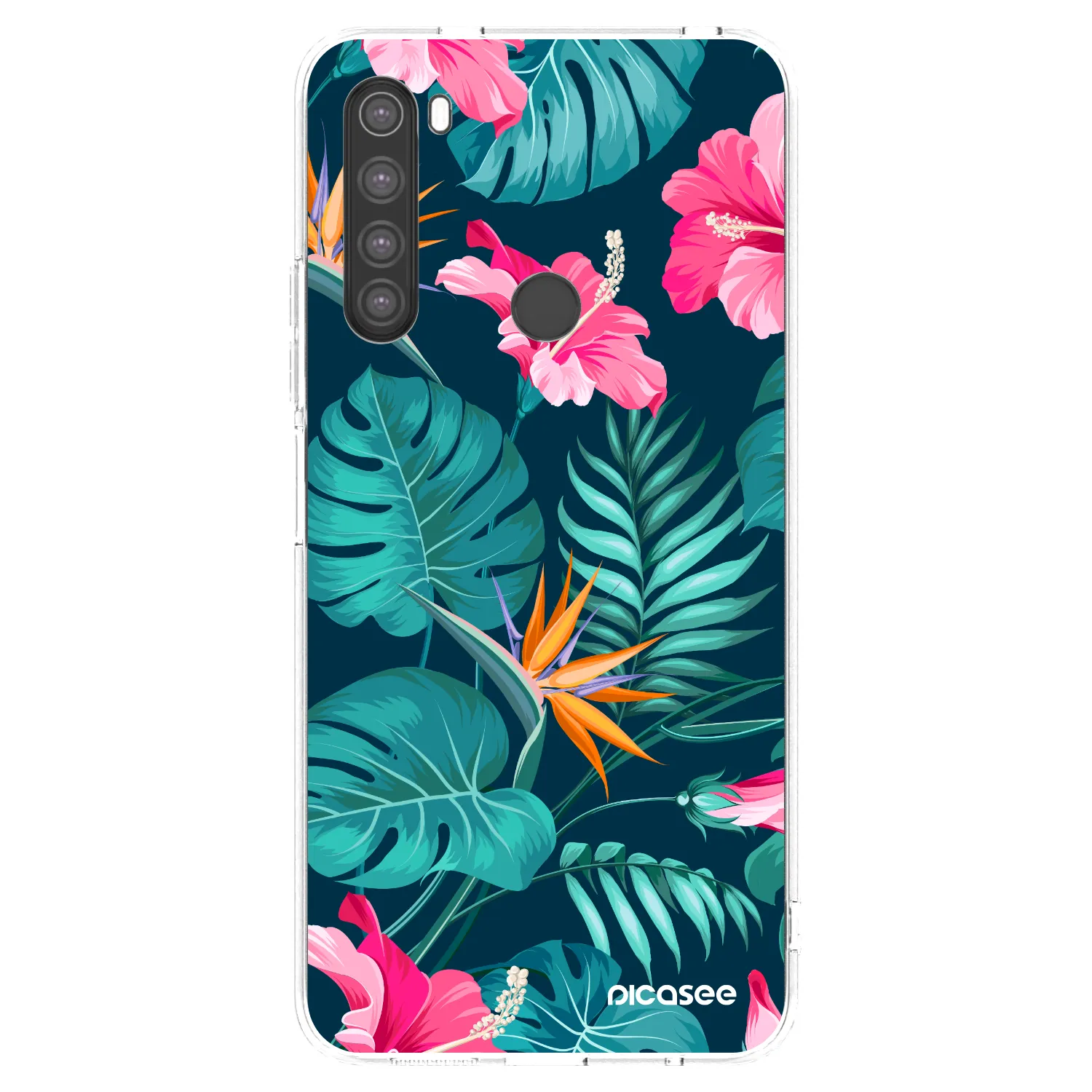 Picasee silikónový prehľadný obal pre Xiaomi Redmi Note 8 - Pink Monstera