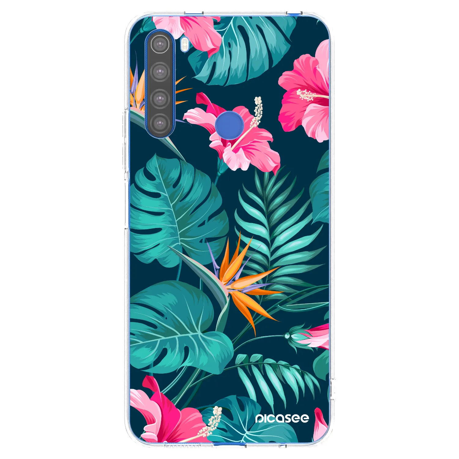 Picasee silikónový prehľadný obal pre Xiaomi Redmi Note 8T - Pink Monstera