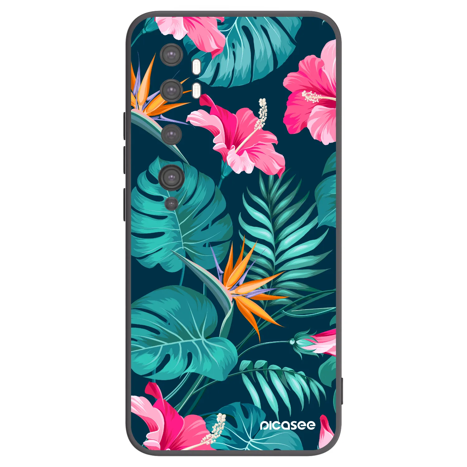 Picasee silikónový čierny obal pre Xiaomi Mi Note 10 (Pro) - Pink Monstera