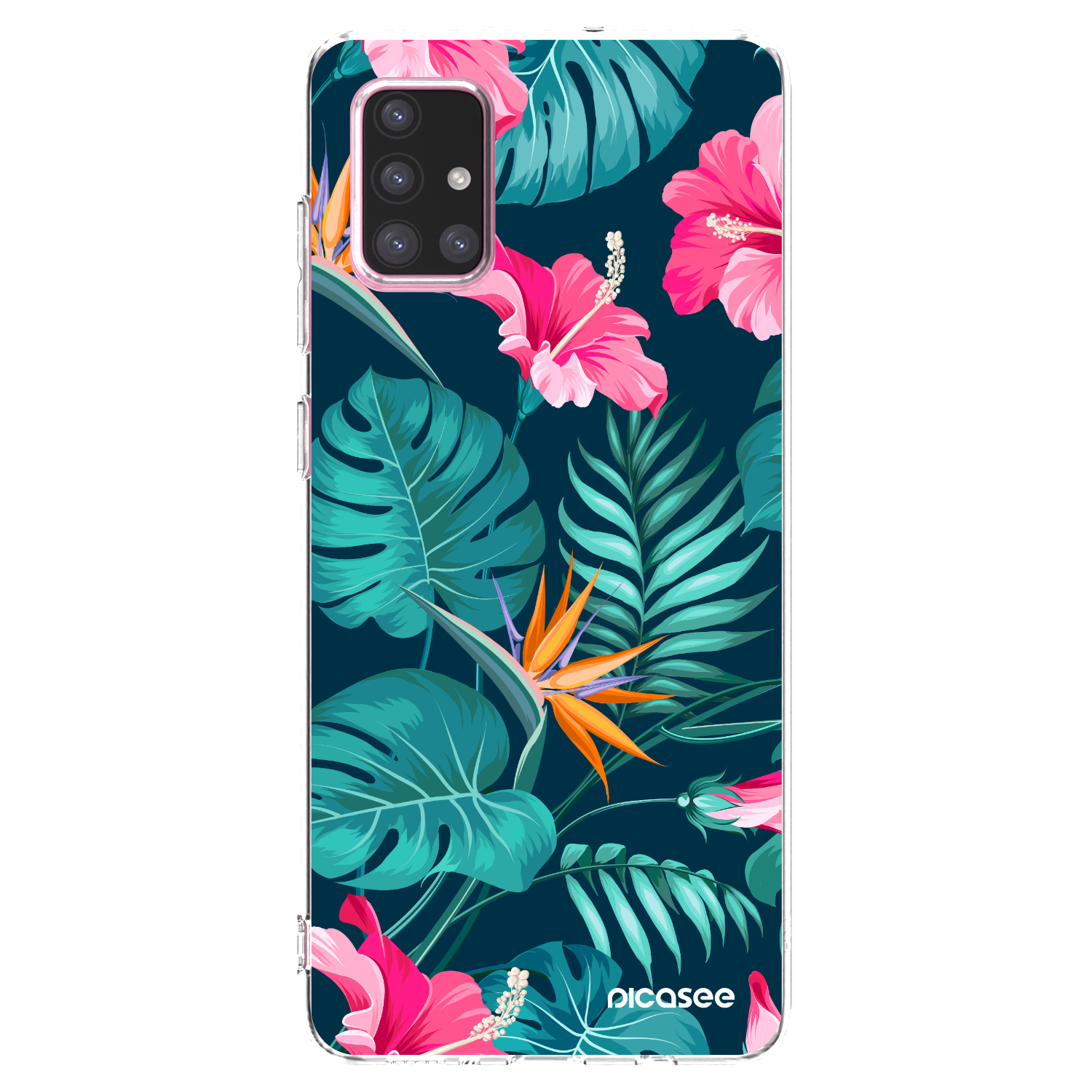Picasee silikónový prehľadný obal pre Samsung Galaxy A71 A715F - Pink Monstera