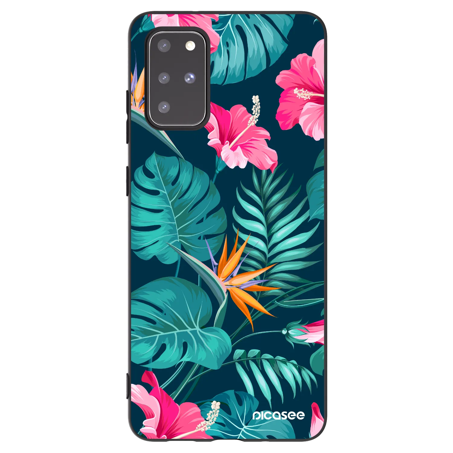 Picasee silikónový čierny obal pre Samsung Galaxy S20+ G985F - Pink Monstera