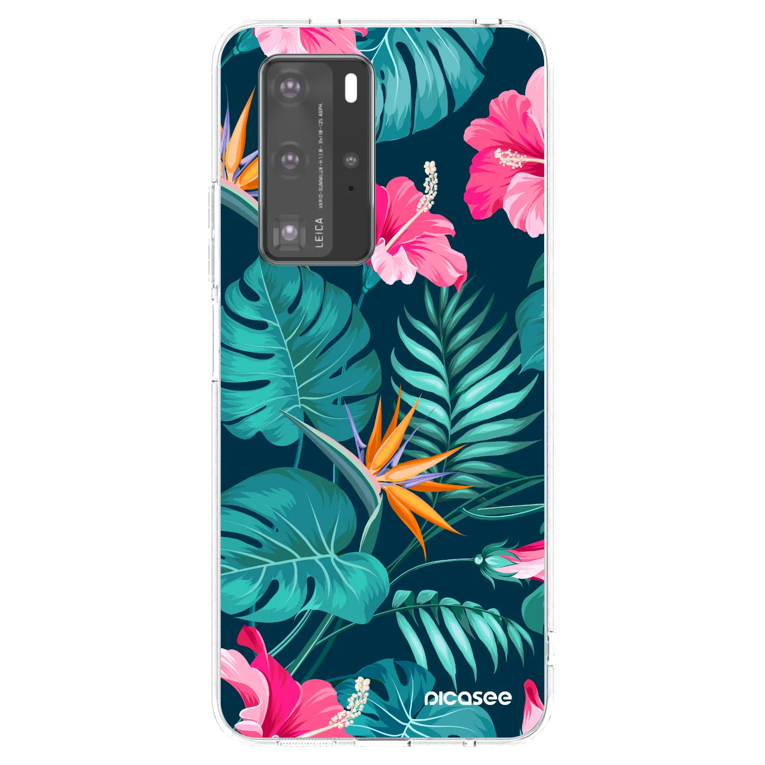 Silikónový prehľadný obal pre Huawei P40 Pro - Pink Monstera