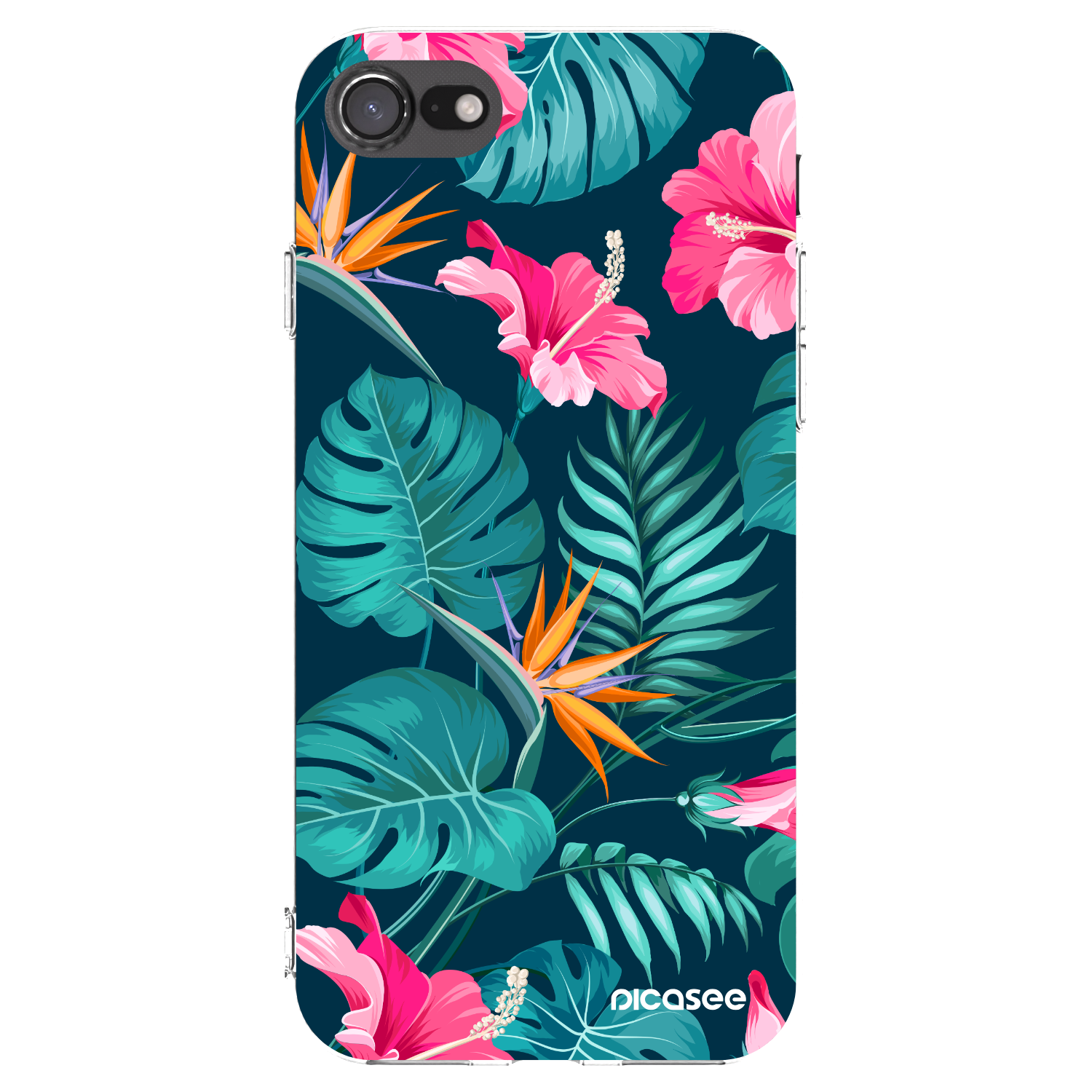 Picasee silikónový prehľadný obal pre Apple iPhone SE 2020 - Pink Monstera