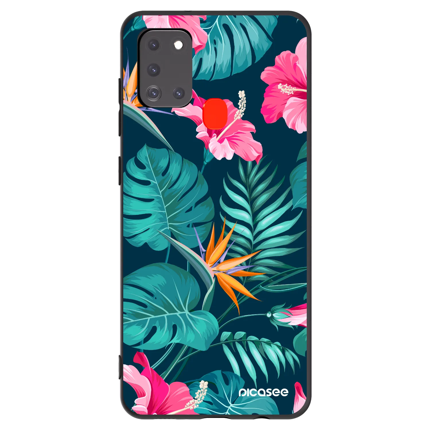 Picasee silikónový čierny obal pre Samsung Galaxy A21s - Pink Monstera