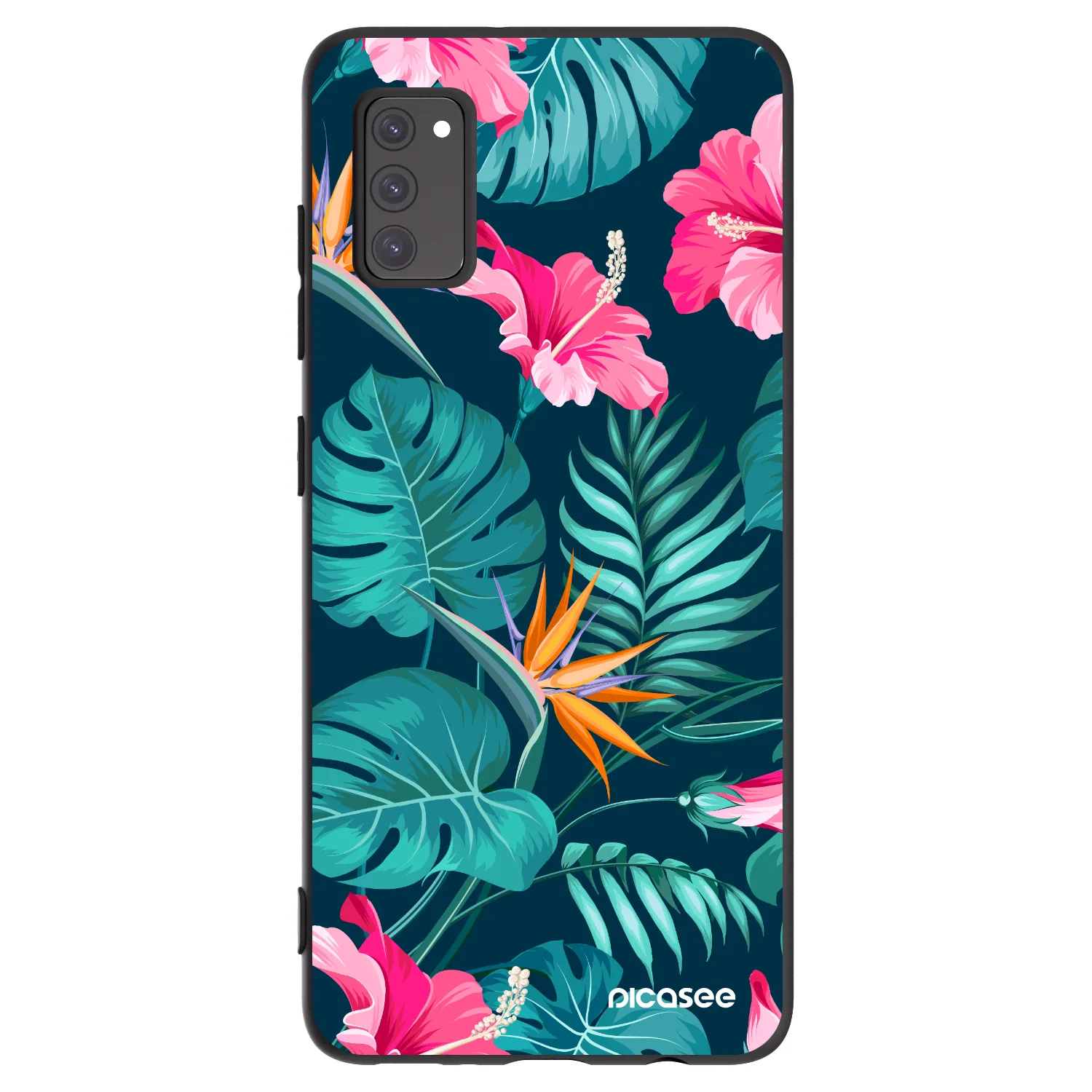Picasee silikónový čierny obal pre Samsung Galaxy A41 A415F - Pink Monstera