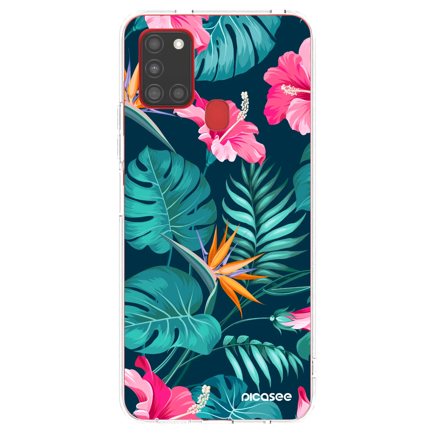 Picasee silikónový prehľadný obal pre Samsung Galaxy A21s - Pink Monstera