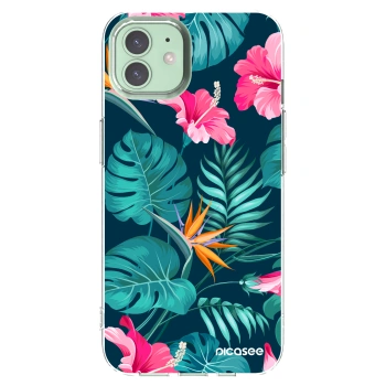 Picasee silikónový prehľadný obal pre Apple iPhone 12 Pro - Pink Monstera