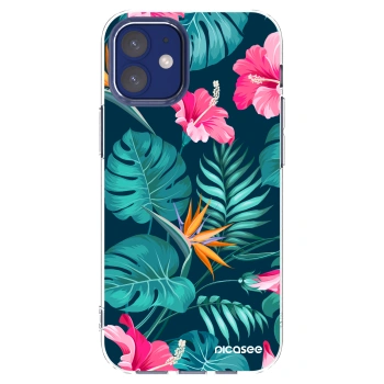 Picasee silikónový prehľadný obal pre Apple iPhone 12 mini - Pink Monstera