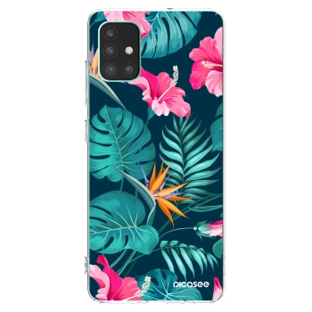 Picasee silikónový prehľadný obal pre Samsung Galaxy M51 M515F - Pink Monstera