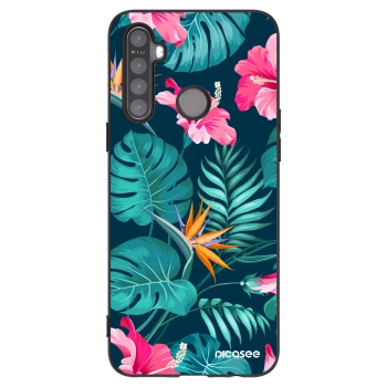 Picasee silikónový čierny obal pre Realme 5 - Pink Monstera