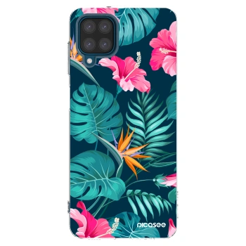 Picasee silikónový prehľadný obal pre Samsung Galaxy A12 A125F - Pink Monstera