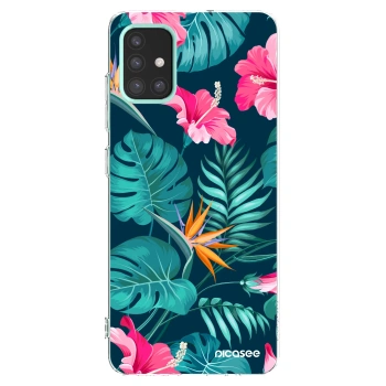 Picasee silikónový prehľadný obal pre Samsung Galaxy M31s - Pink Monstera