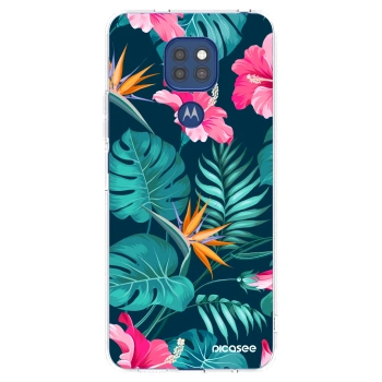 Picasee silikónový prehľadný obal pre Motorola Moto G9 Play - Pink Monstera